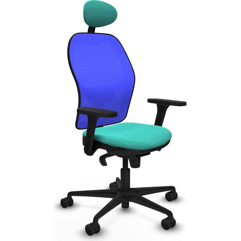 Jorquera sincro malla azul similpiel turquesa brazos 3D base nailon cabecero fijo ruedas 65mm nailon (1/5)