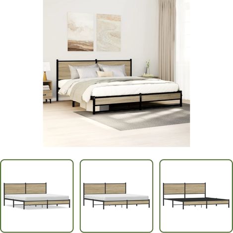 Metallbettgestell -  Metallbett ohne Matratze Sonoma-Eiche 180x200 cm (1/5)
