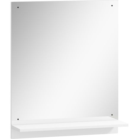Miroir mural de salle de bain 50 x 60 cm avec étagère blanche (1/5)