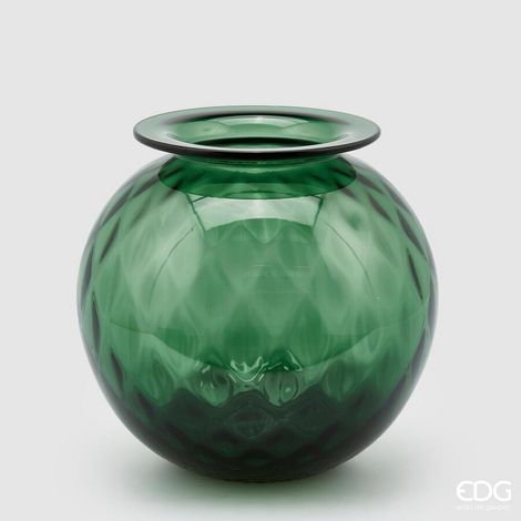 EDG Enzo De Gasperi Vaso Opium Vetro H 24 Cm D 25 Cm Dark Green