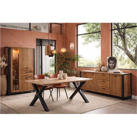 Salle à manger complète avec LED MONA pied X (1/5)