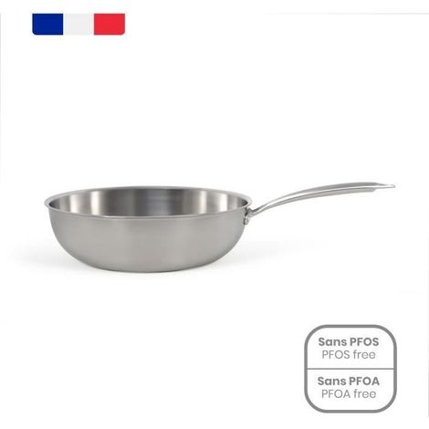 Wok inox - LIVOO - MEP162 - Ø 28 cm - Inox - Tous feux dont induction et four - Fabriqué en France