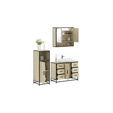 Ensemble de meubles de salle de bain 3 pcs chêne sonoma (1/5)