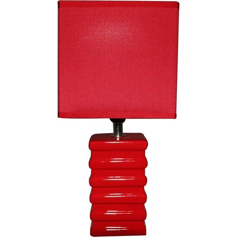 King Home TISCHLAMPE ROT Keramik rechteckige Basis 14x11x29,5 cm (1/3)