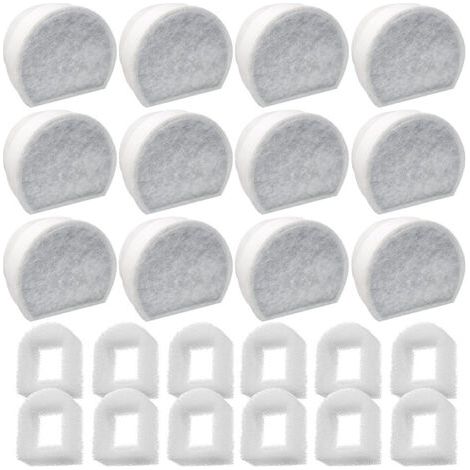 Lot de 24 Préfiltres en Mousse et Filtre à Carbone Compatible avec PetSafe Drinkwell Fountain INOX 360 Avalon Pagoda Seascape et Sedona Fontaines, Filtre pour Fontaine à Eau Chat Chien