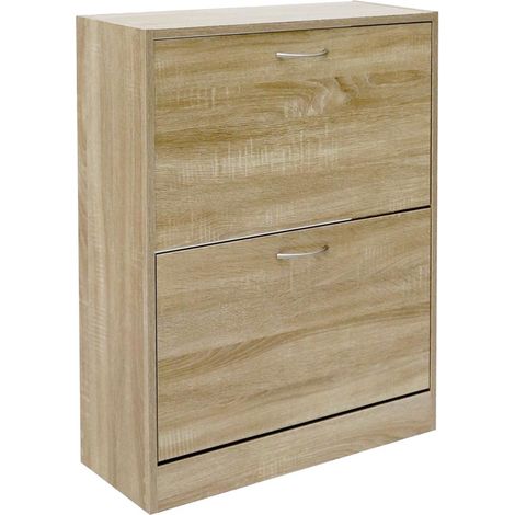 Scarpiera 2 Ante Ripiani Doppia Profondità in Melanina 60x24x83cm Colore Beige (1/4)