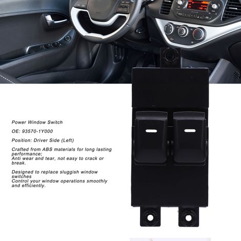 Interruptor de elevalunas eléctrico del lado del conductor izquierdo 93570-1Y000 en ABS para Picanto 2011-2017 (1/5)