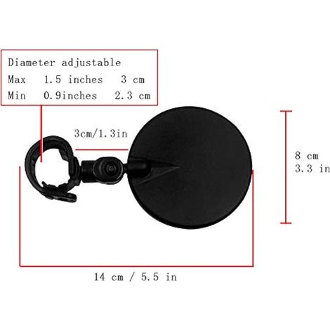 1 × Guidon Universel pour vélo VTT Guidon rétroviseur à 360 degrés Roue Noire rétroviseur Guidon pour vélo (1/4)
