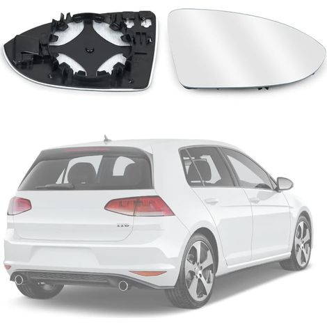 Verre de Rétroviseur Remplacement, Retroviseur Golf 7 Miroir Asphérique Lentille de Miroir de Voiture avec Chauffage, Rétroviseur Extérieur Réglable, Droite (1/5)