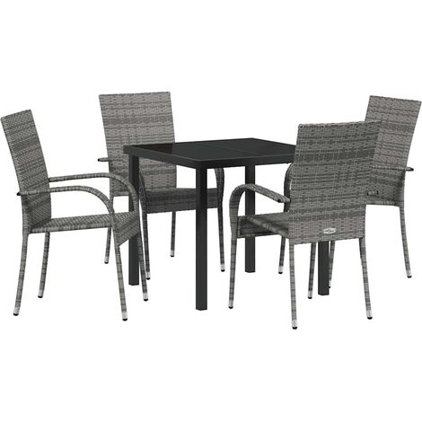 Maison Exclusive - Garten Essgruppe 5 pcs Grau Pulverbeschichtete (1/5)
