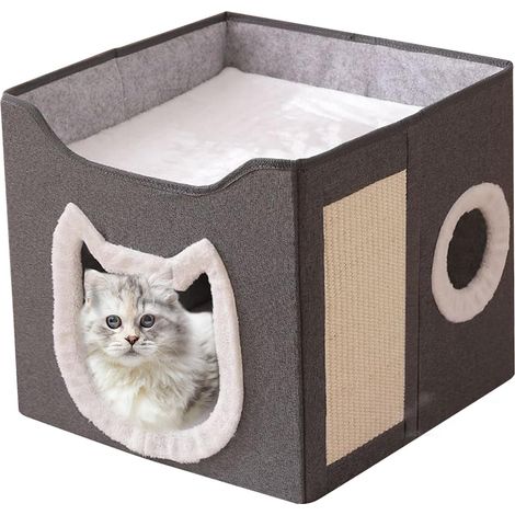 Caverne pour Chat Abri Pliable pour Animal Mobilier Grande Tanière à 2 (1/5)
