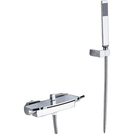Grifo de ducha de baño, doble manija, diseño contemporáneo, cromado. (1/2)