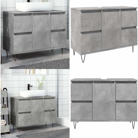 vidaXL Armoire salle de bain gris béton 80x33x60cm bois d'ingénierie (1/5)