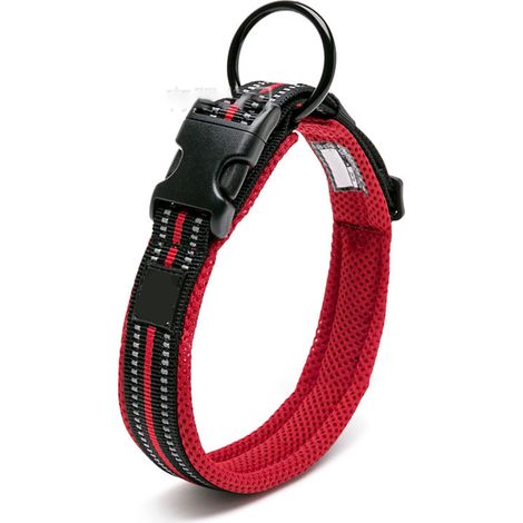 Collier Pour Chien Rembourré Réfléchissant En Nylon Avec Anneau Inox Pour Petit Moyen Et Grand Chien (1/5)