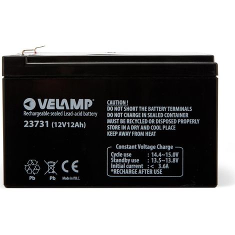 Batterie rechargeable au plomb 12V 12Ah - VELAMP - 23731 (1/3)