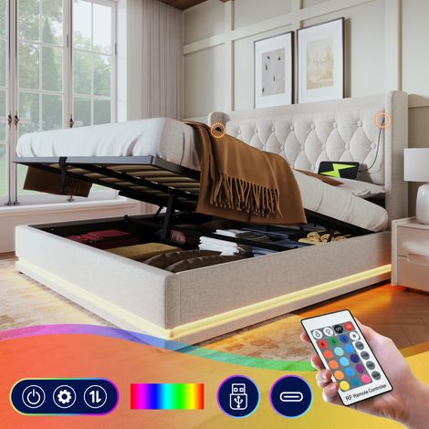 Cama Baúl 180x200 Cm Canapé Elevable Cabecero Capitoné (1/5)