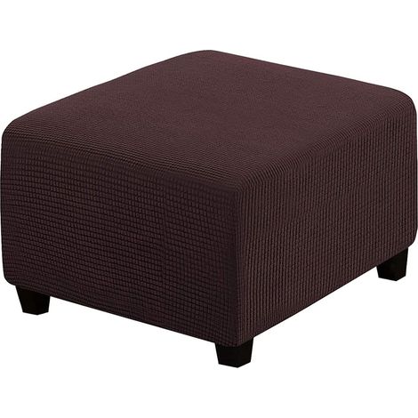 AIDUCHO Housses Extensibles, Housses De Protection Carrées En Tissu Élasthanne Pour Tabouret De Rangement, Repose-Pieds, Avec Élastique En Bas, Pour Meubles (Brun)