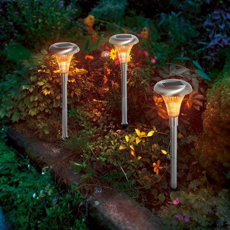 esotec Edelstahl Stableuchten Capri 3er Set 34cm bernstein LED winterfest 103301 (1/5)