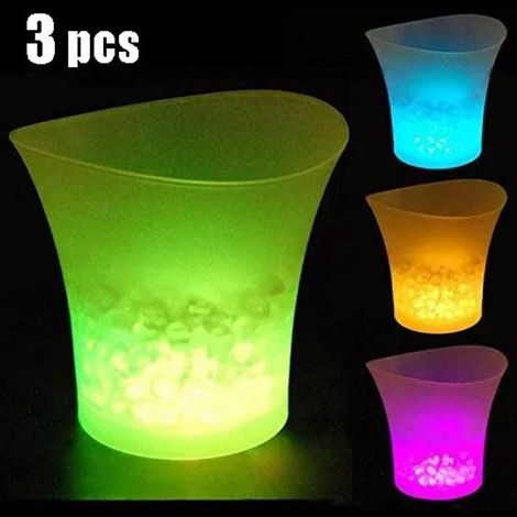 Seau à glace lumineux LED de 5 litres, 3 paquets, 7 couleurs changeantes, pour boissons, vin, KTV, Bar, lumières de fête (1/5)