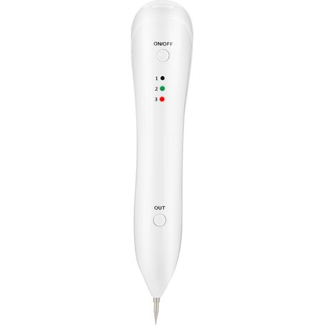 Stylo électrique anti-taches de rousseur, 3 niveaux réglables, appareil de suppression de grains de beauté et tatouages, blanc, outil de soin cutané efficace. (1/5)