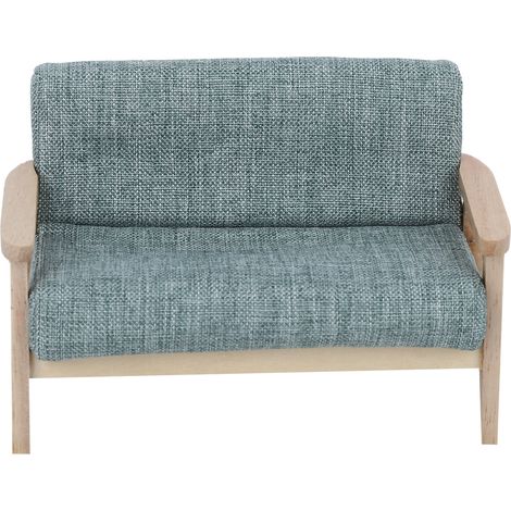 Modèle de meuble miniature pour maison de poupée à l'échelle 1:12 : fauteuil japonais en bois, canapé en tissu vert (1/5)