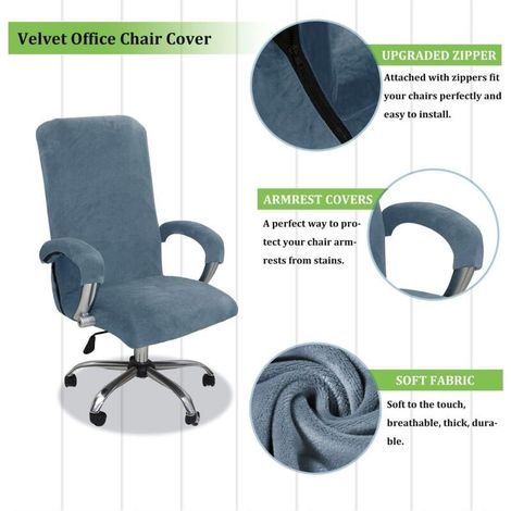 Housse de Fauteuil de Bureau en Velours, Housse de Chaise de Bureau Extensible avec Housse Accoudoir, Universel Housse pour Faut (1/5)