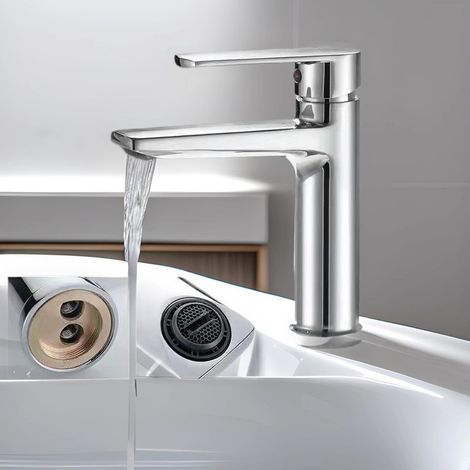Foreign trade washbasin faucet, hot and cold water, household bathroom sink, vanity, single faucet -- electroplated Tianfu low model