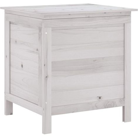Coffre de jardin blanc, fabriqué en bois de cèdre massif (1/5)