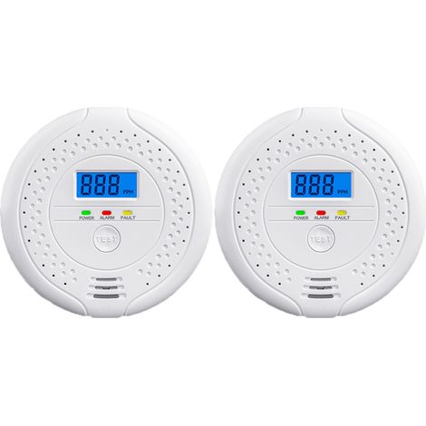 détecteurs de monoxyde carbone alarme écran LCD sans fil anglais pile 10,5 x 10,5 x 3,3 cm 10,5 x 3,3 cm Blanc (1/5)