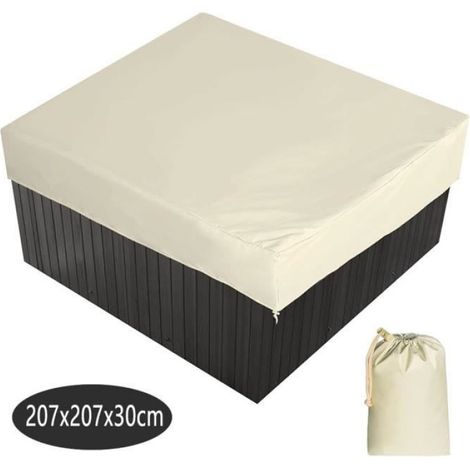 Couverture Spa Carrée - Tissu Polyester 190T Imperméable UV - Pour Bain À Remous Extérieur Jardin - 207x207x30 cm (1/4)
