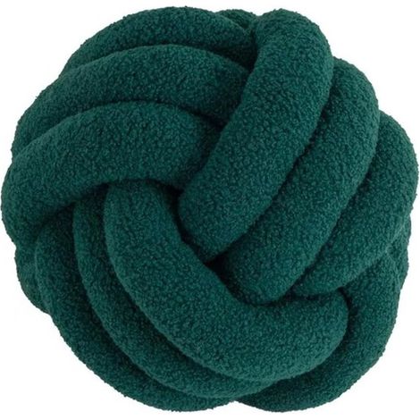 Coussin en boules nouées tissées à la main, décoration intérieure, coussin de canapé en velours d'agneau, coussin de lit (vert foncé, diamètre 22 cm) (1/5)