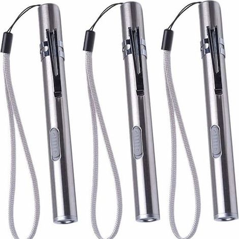 SABIR-Lot de 3 lampes torches LED USB pour infirmières, mini lampe torche rechargeable, lampe stylo pratique avec clip (1/5)