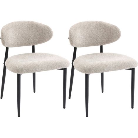 Chaises de salle à manger rembourrées, pieds en acier, couleur beige, adaptées cuisine et espace repas (1/3)
