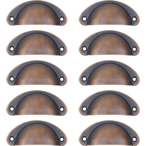 Schalenförmige Möbelgriffe, messingfarben, 10er-Set mit Schrauben, geeignet für Schubladentüren, Schränke und andere Möbel. (1/4)