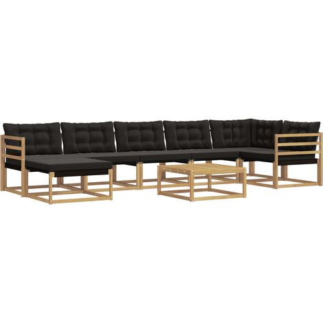 Outdoor Sofa Set 8 pcs White and Black Solid Acacia Wood vidaXL (1/5)