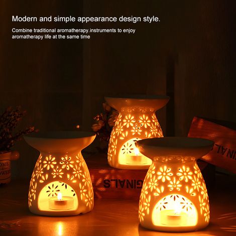 Brûleur d'huiles essentielles en céramique pour parfum d'intérieur, diffuseur de cire fondue, décoration chambre (1 diffuseur en boîte) (1/5)