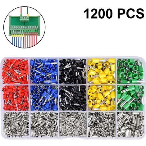 Confezione da 1200 terminali a crimpare per cavi e fili elettrici, connettori, guaine preisolanti pressate a freddo, scatola di derivazione (1/5)
