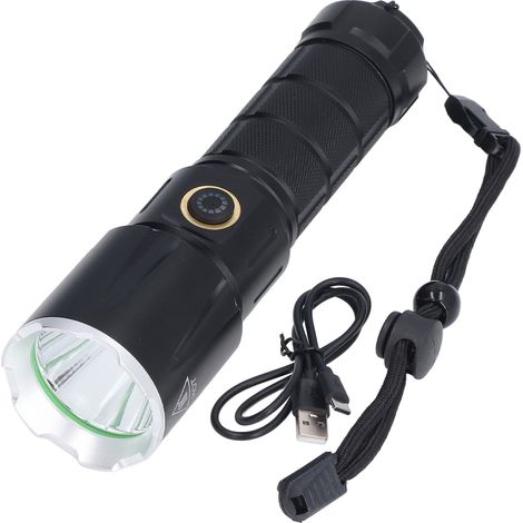 Lampe Torche Rechargeable USB 5 Modes IPX4 Étanche Large Portée Lumineuse pour Maison et Extérieur (1/5)