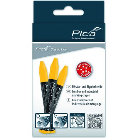 Pica Tizas Carpintero 590, amarillo, 12 unidades, 120 x 12 mm