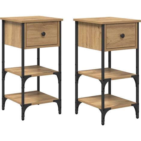 Cabinet de chevet avec tiroir 2 pcs Marron 33,5 x 36 x 70 cm