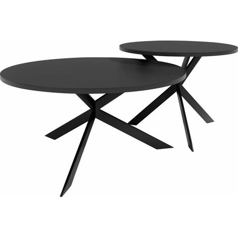Conjunto mesa de centro Oswego 108, Negro, 36x0x0cm, Diámetro: 75, Aglomerado laminado, Redonda