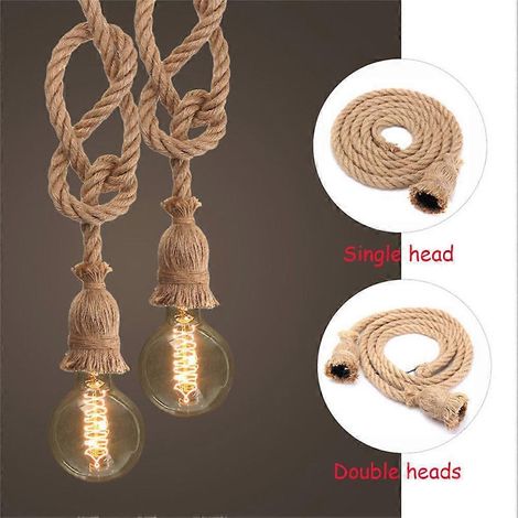 Guirlande lumineuse vintage en chanvre, lampe LED avec ampoule E27, douille bougeoir, 1 m ou 1,5 m, 220 V, style industriel, suspension décorative pour loft ou maison. (1/5)