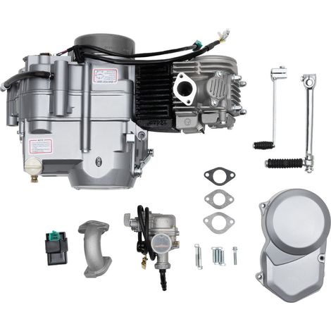 Dirt Bike Engine, 125CC Motorbike 4-Stroke CDI Motor Engine Pit Dirt Bike ATV Quad Kit Air-Cooled Clutch Engine Starter Complete Kit