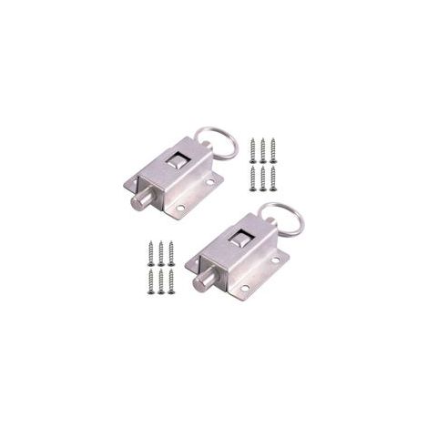 Set mit 2 automatischen Schiebefederschlössern aus Edelstahl inklusive Schrauben für Badezimmer-, Schlafzimmer- und WC-Türen (1/4)