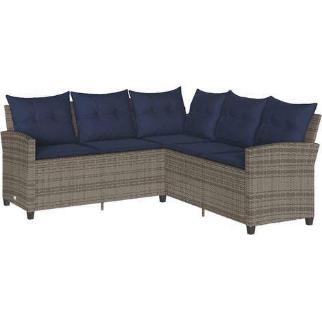 vidaXL Divano a Forma di L con Cuscini in Polyrattan Grigio