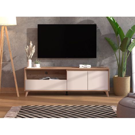 TV-Möbel Scala, eine Schublade, 2 Ablagen, 2 Türen, 157x40x53h cm Beige (1/5)