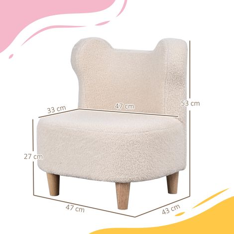 Kindersessel, Plüschsessel mit Bärenohren, Fleece-Bezug, Schaumstoff, Beige (1/5)