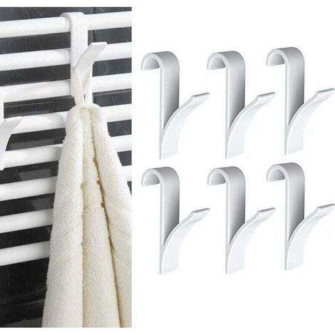 Ulisem8 pièces Crochets de Radiateur à Serviettes,Crochet Radiateur Sèche Serviette,Crochet pour Radiateurs Plastique Blanc, Patères Radiateur de Salle de Bain (1/4)