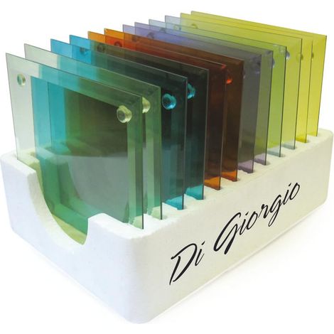 Lot de 12 soucoupes à Bougies carrées en Verre - Différentes Couleurs (1/4)