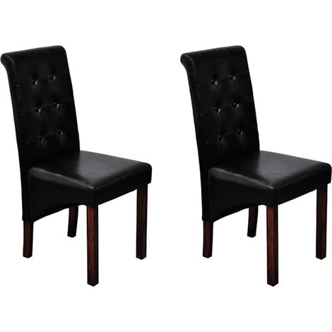 vidaXL Sillas de comedor 2 unidades cuero sintético negro (1/5)